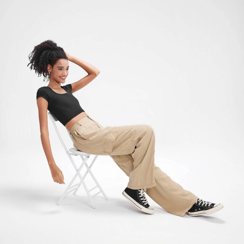 Womens High-Rise Straight Leg Cargo Pants - Wild Fable Brown M Product Image