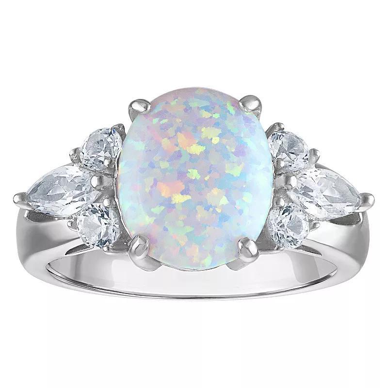 Sterling Silver Lab-Created Opal Ring, Womens Product Image