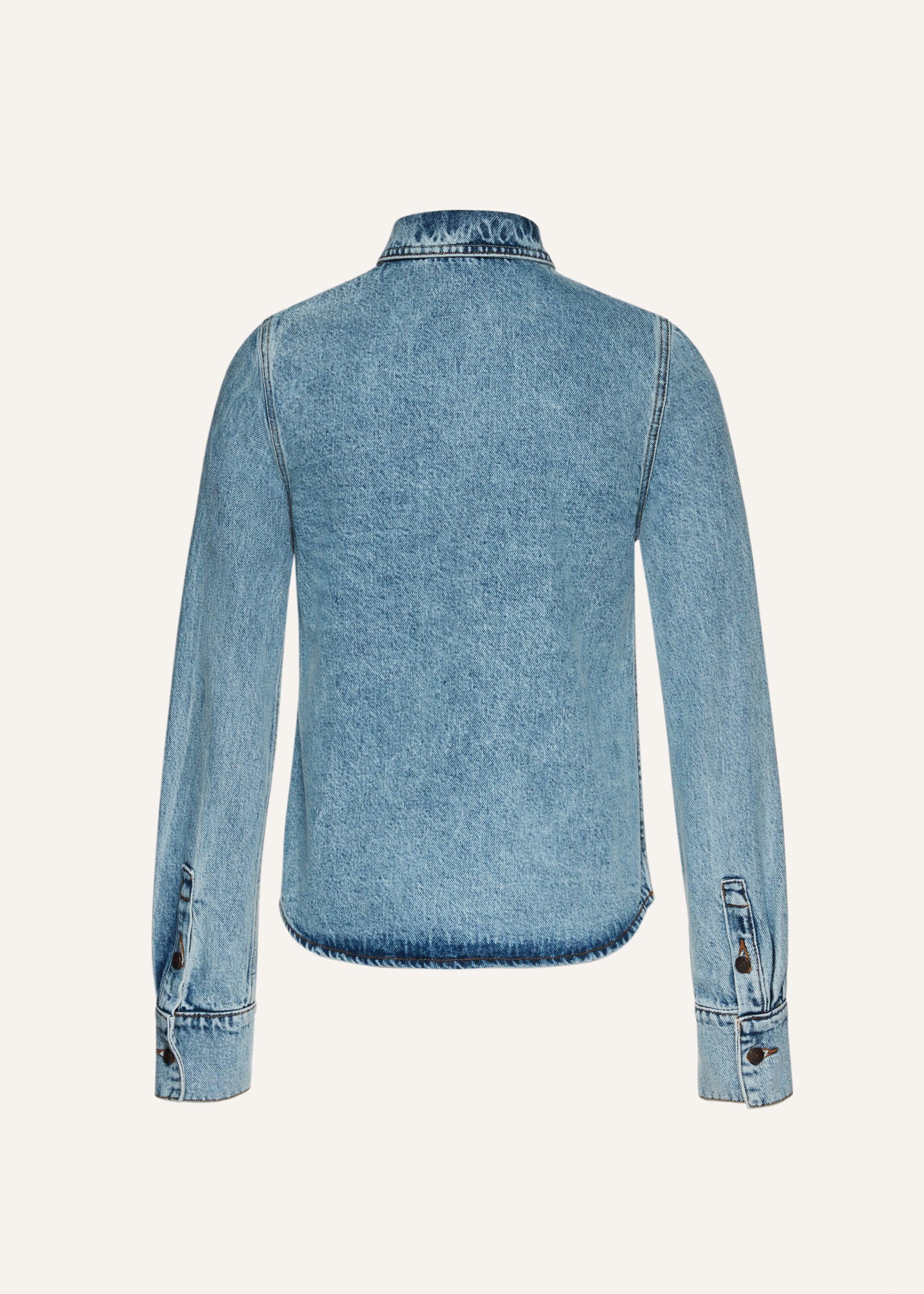 Fitted denim shirt in faded blue Product Image