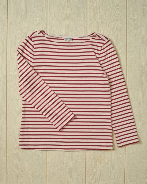 Women’s Breton Stripe Boatneck Tee in Off White/Red Product Image