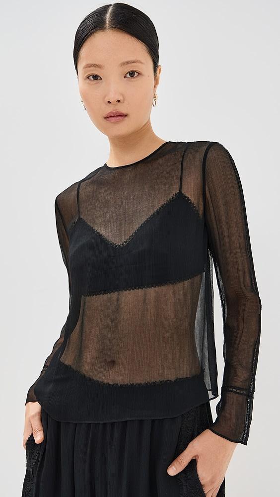 Vince Sheer Lace Trim Top | Shopbop product image