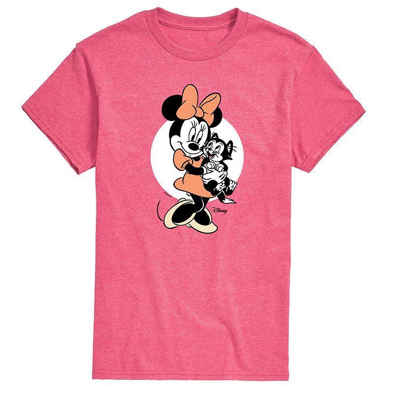 Disneys Minnie Mouse & Figaro Mens Graphic Tee Grey Pink Product Image