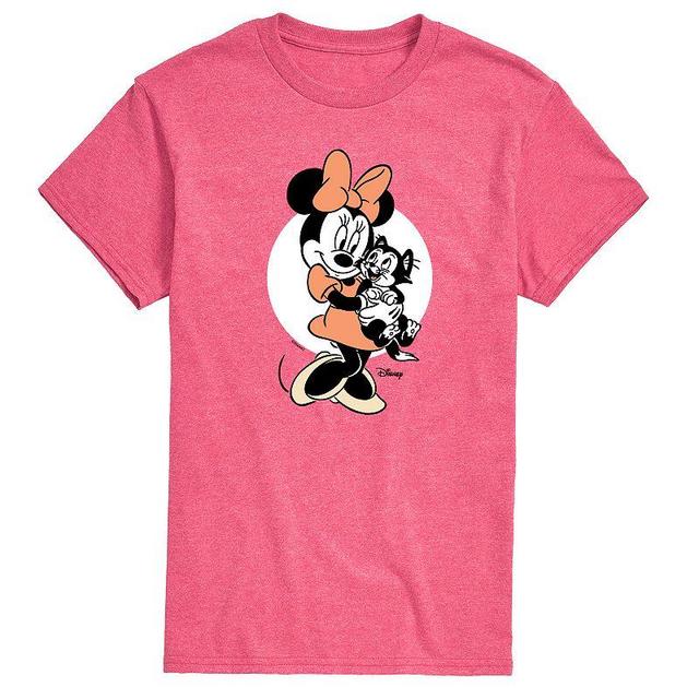 Disneys Minnie Mouse & Figaro Mens Graphic Tee Brt Pink Product Image