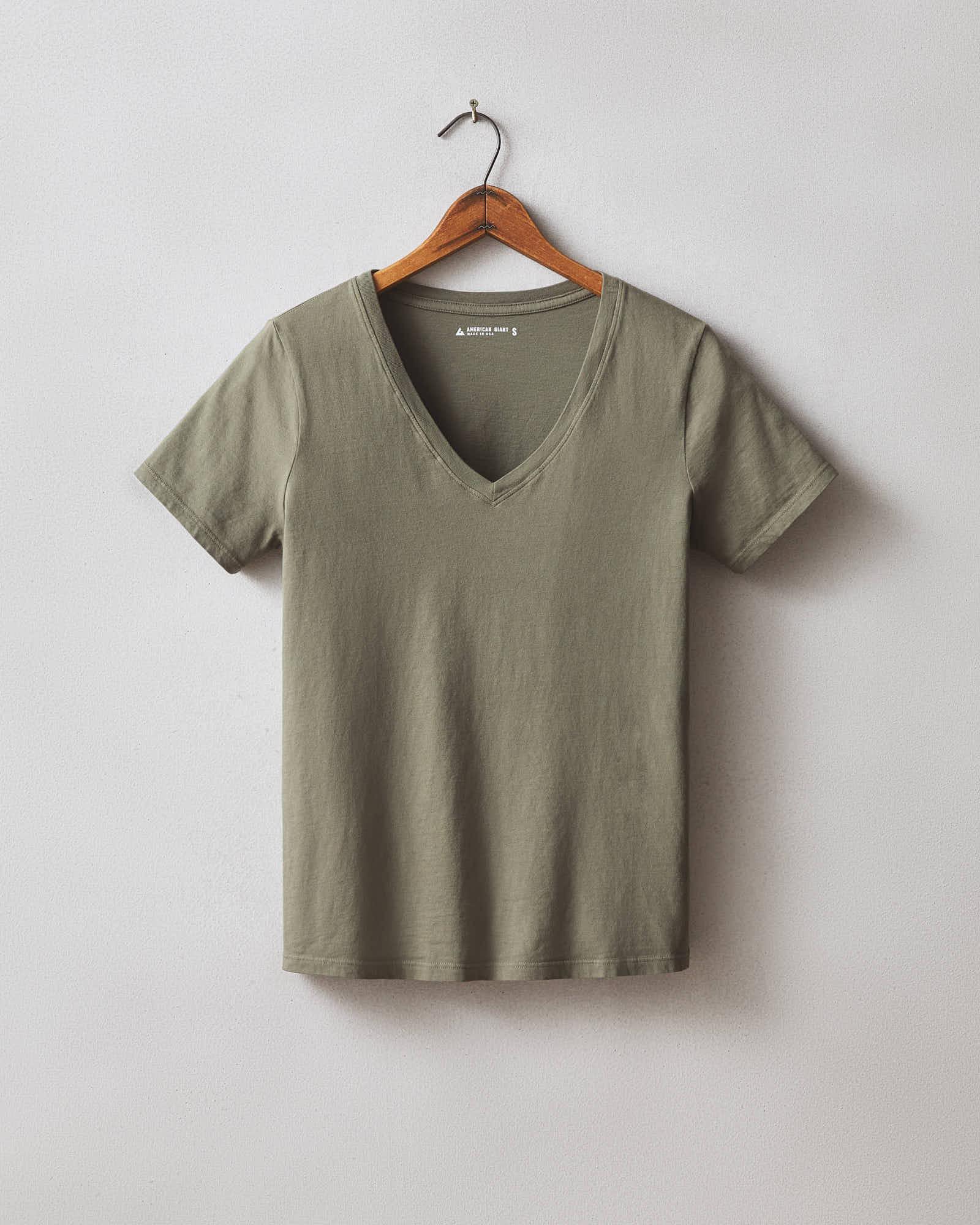 Classic Cotton V-Neck Tee - Artichoke Product Image