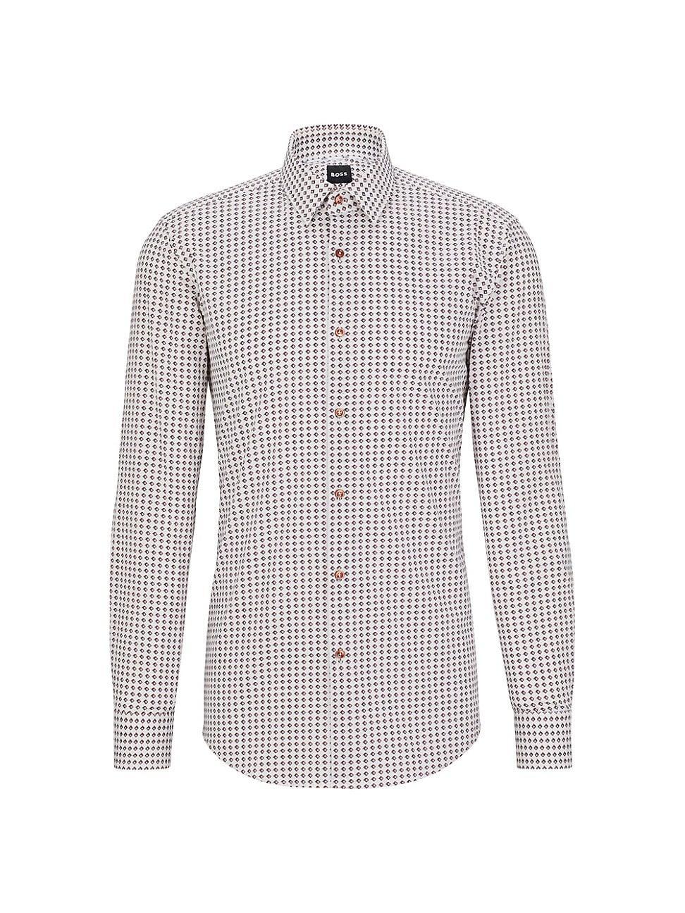 Mens Slim-Fit Shirt In Printed Stretch Cotton Product Image