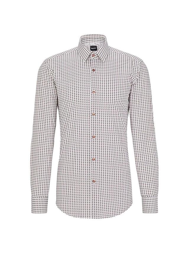 Mens Slim-Fit Shirt In Printed Stretch Cotton Product Image