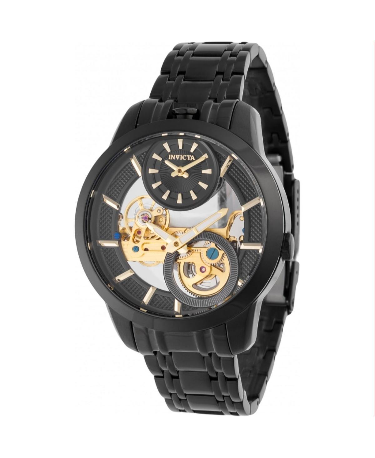 Invicta Mens 44332 Objet D Art Mechanical 2 Hand Black, Gold Dial Watch - Black Product Image