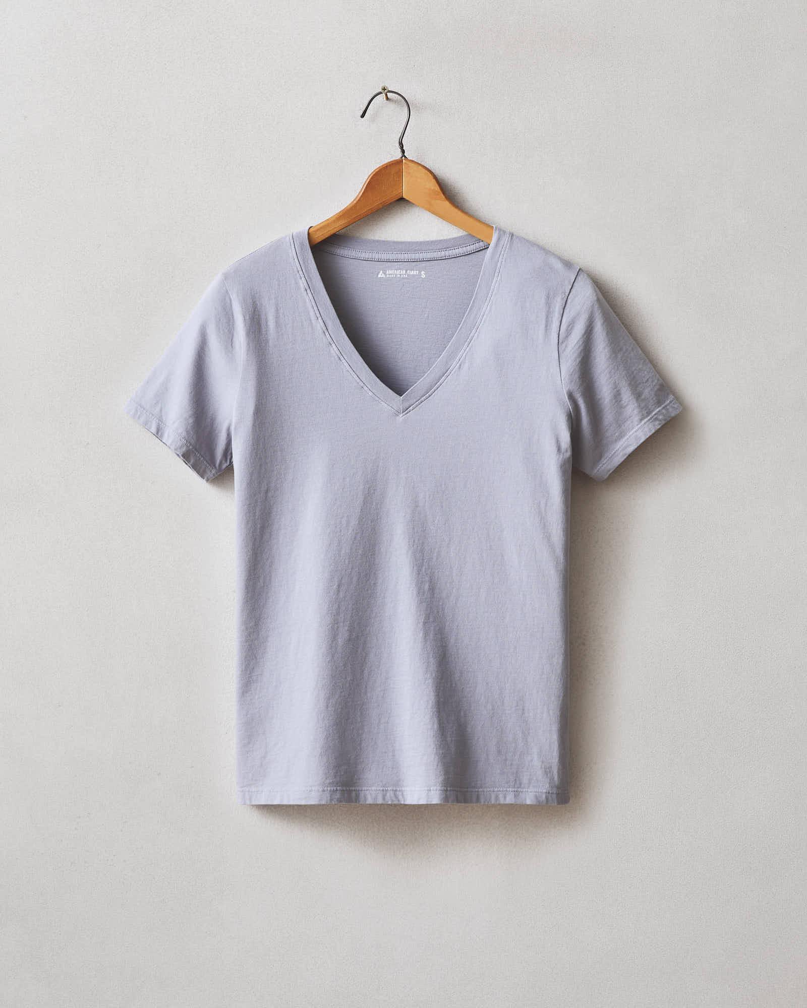 Classic Cotton V-Neck Tee - Grey Lavender Product Image