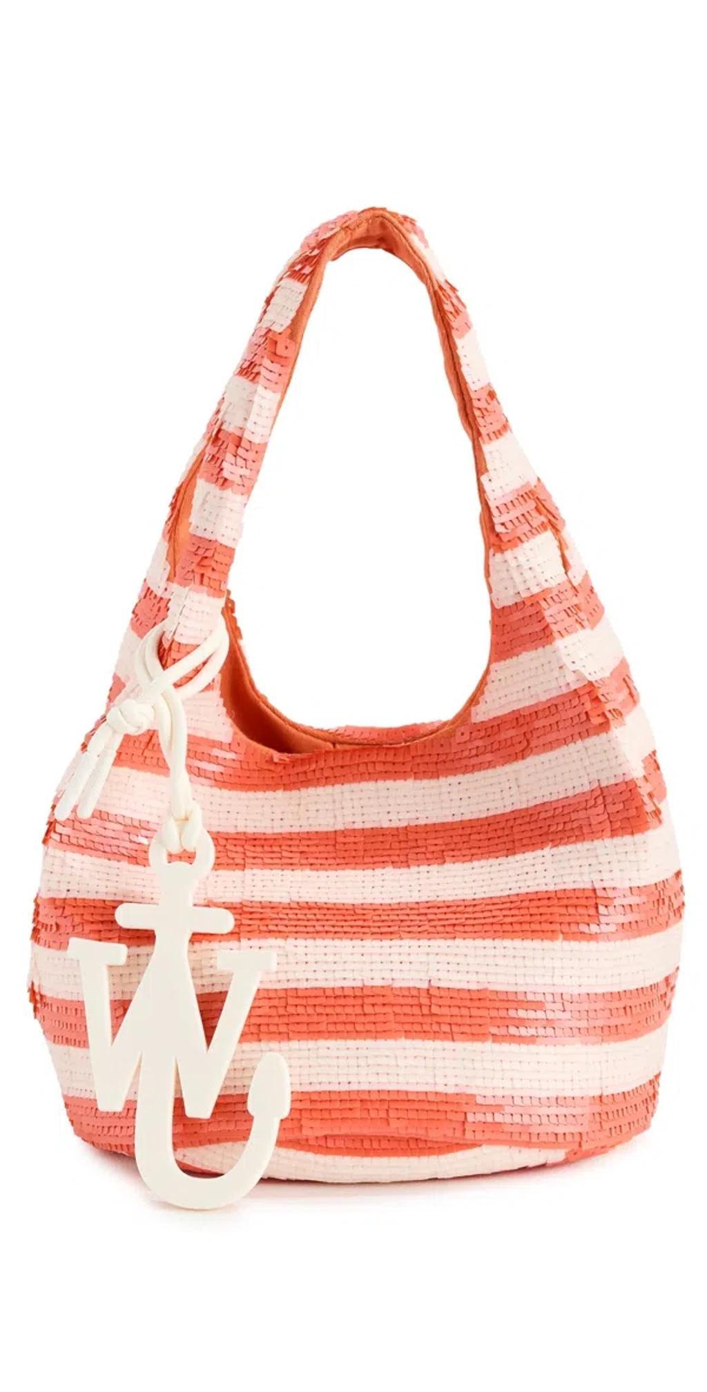 JW ANDERSON Orange & White Mini Sequin Shopper Bag Product Image