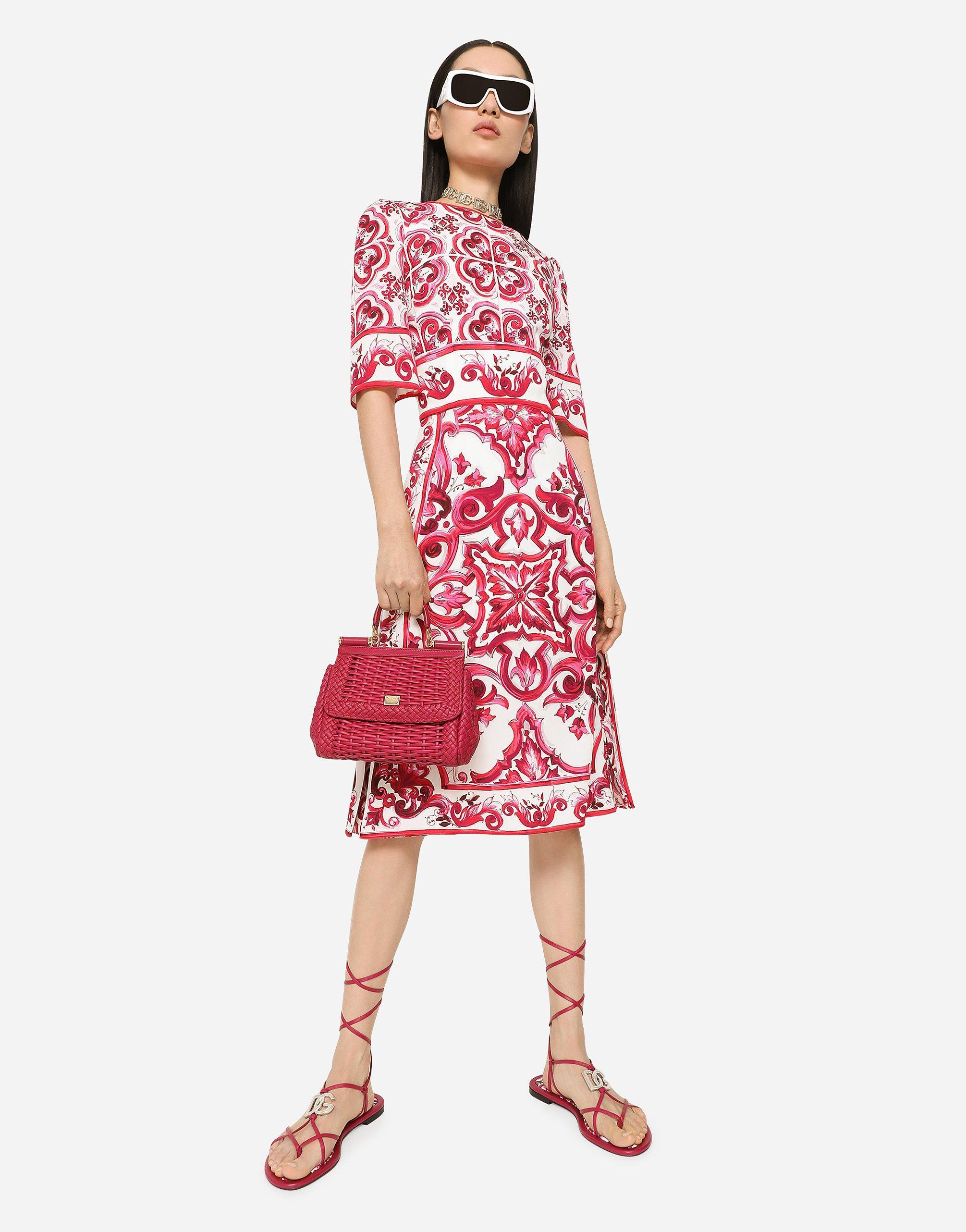 DOLCE & GABBANA Majolica-print Midi Dress In Red Product Image