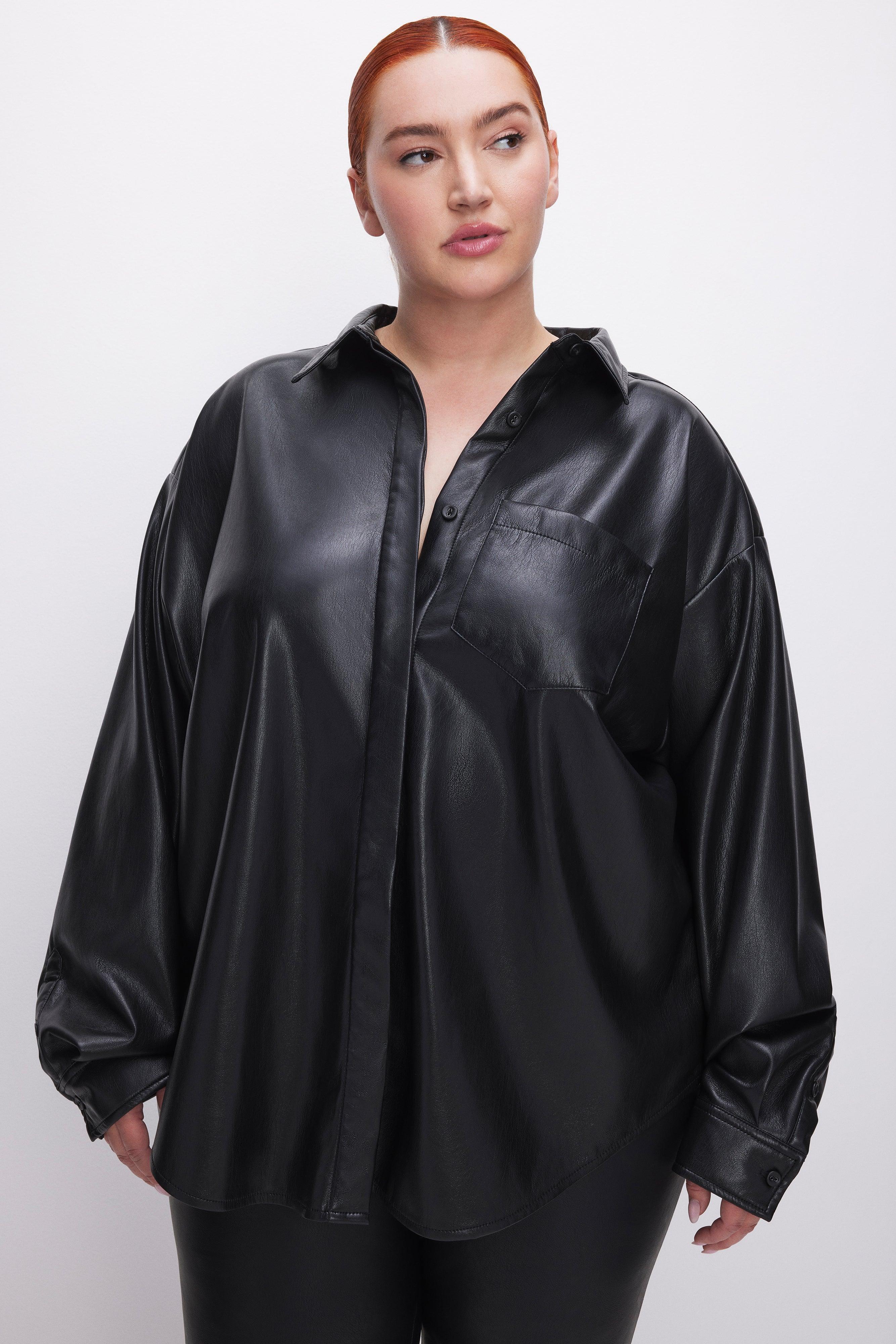 FAUX LEATHER SHIRT | BLACK001 Product Image