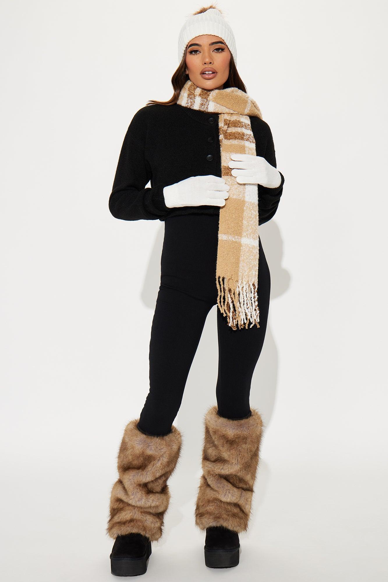 Soft Snow Glove And Scarf Set - Brown/combo Product Image