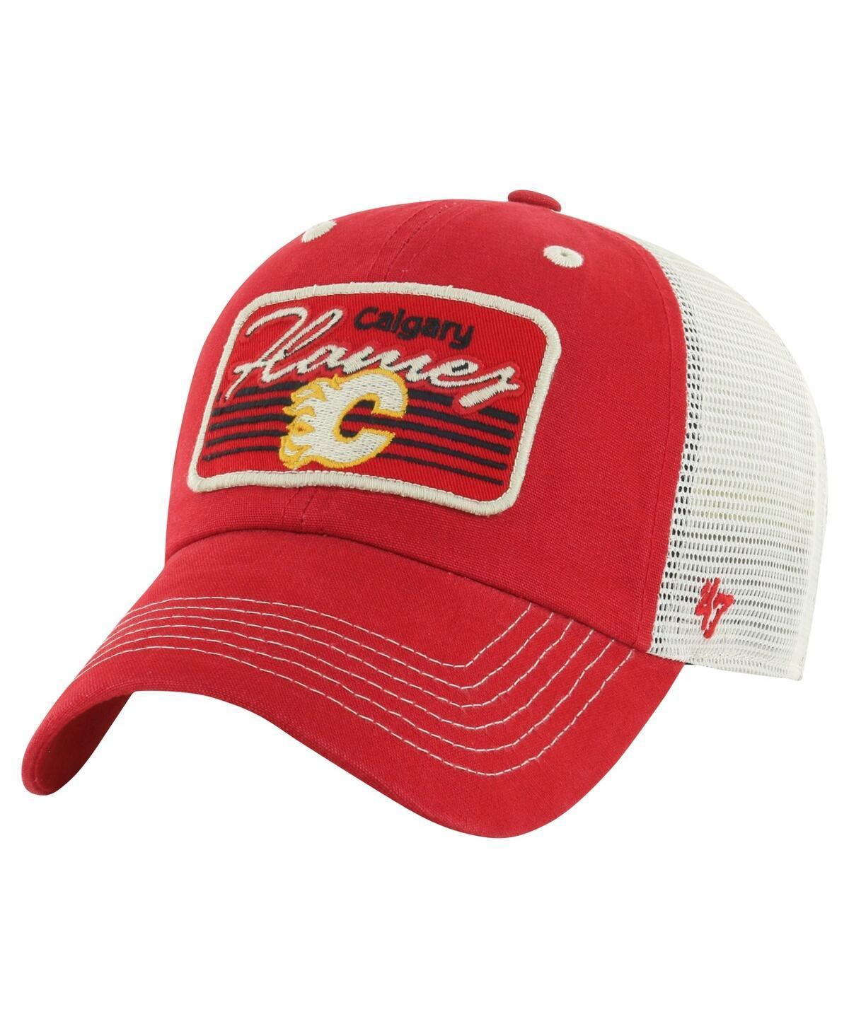 Mens 47 Brand Red Calgary Flames Five Point Patch Clean Up Adjustable Hat Product Image