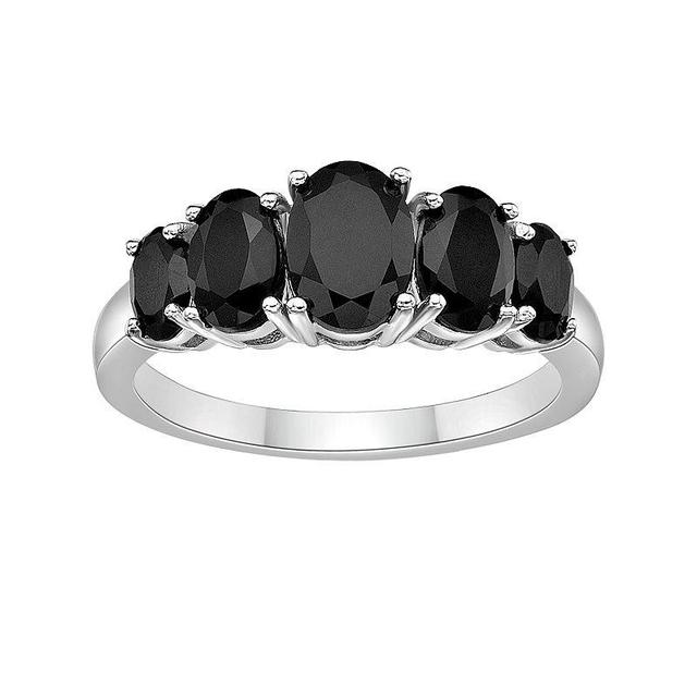 Gemminded Sterling Silver 5-Stone Oval Black Onyx Ring, Womens Product Image