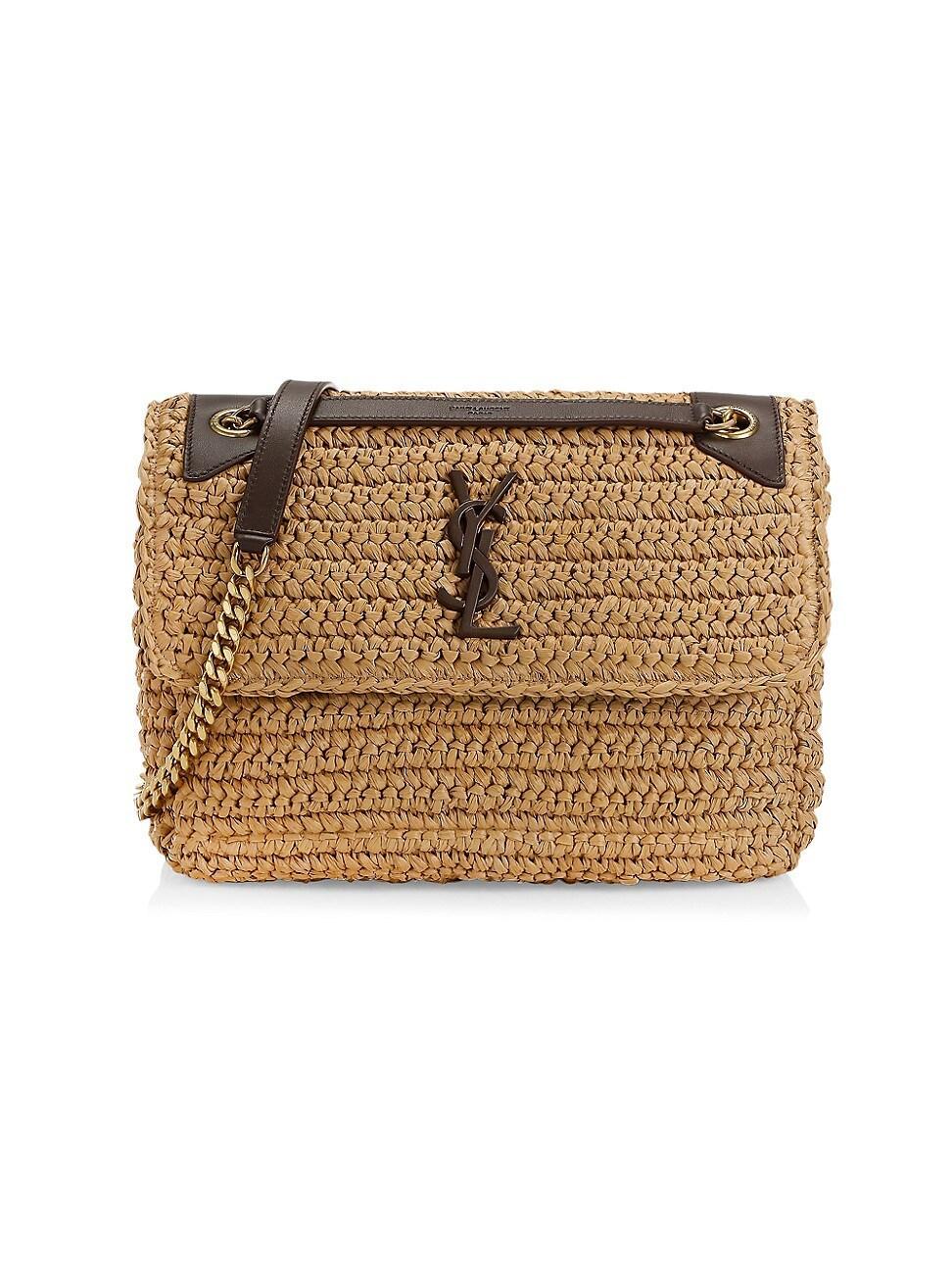 Womens Niki Medium Chain Bag in Raffia and Leather Product Image