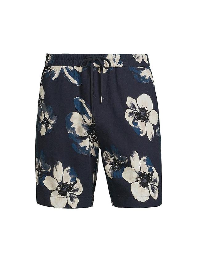 Mens Blossoms Floral Linen-Blend Shorts Product Image