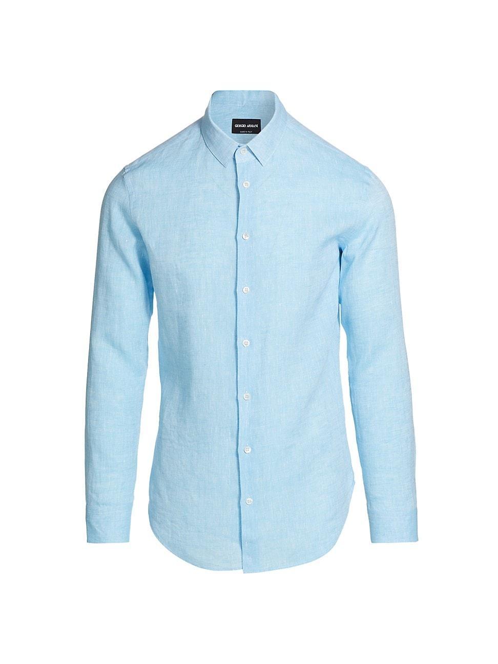 Mens Solid Linen Sport Shirt Product Image