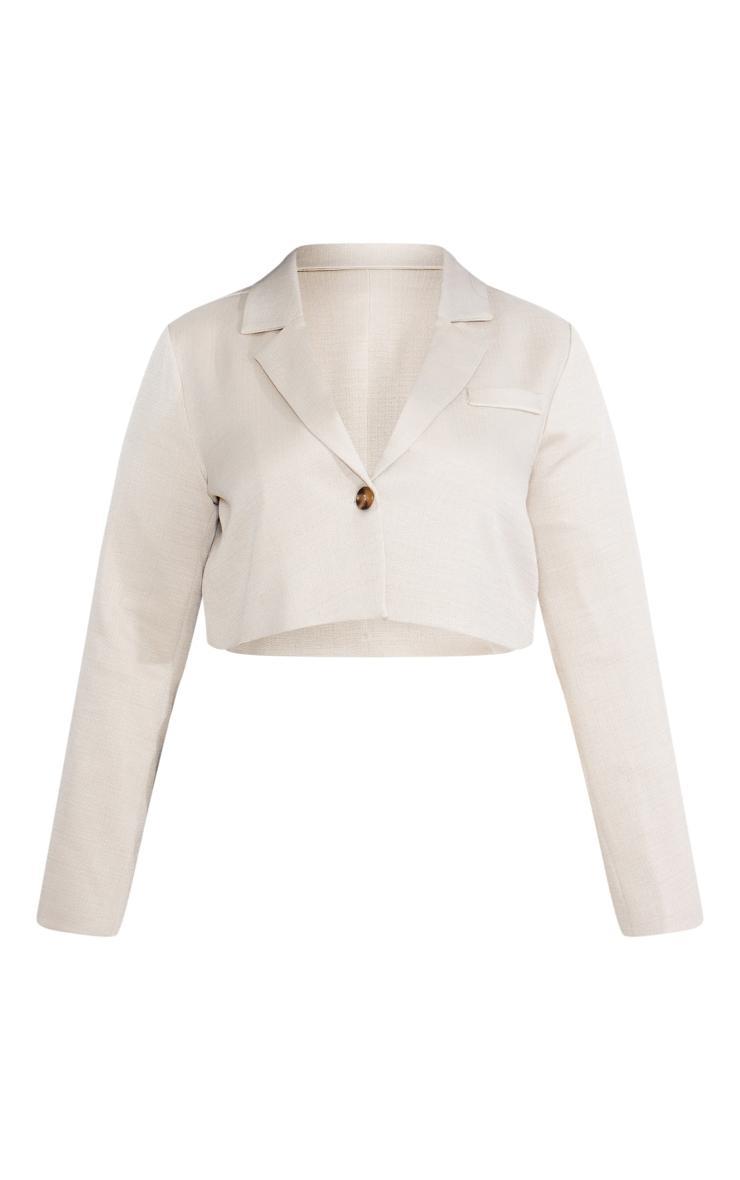 Plus Stone Linen Look Cropped Blazer Product Image