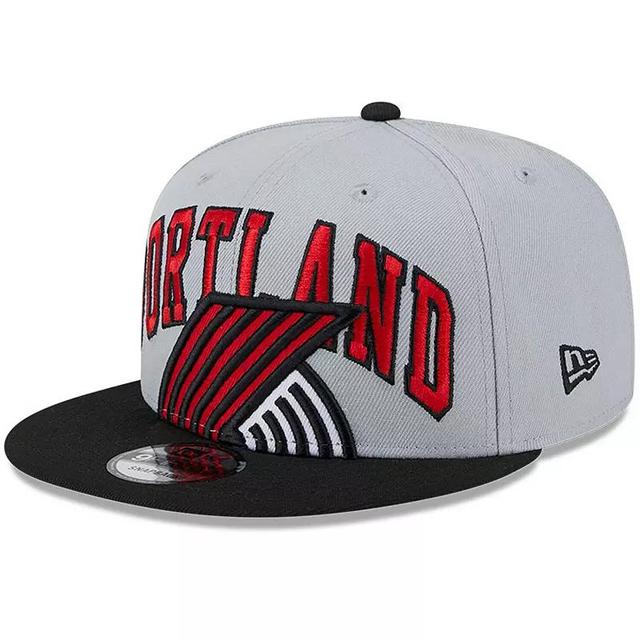 Mens New Era Gray/Black Portland Trail Blazers Tip-Off Two-Tone 9FIFTY Snapback Hat Product Image