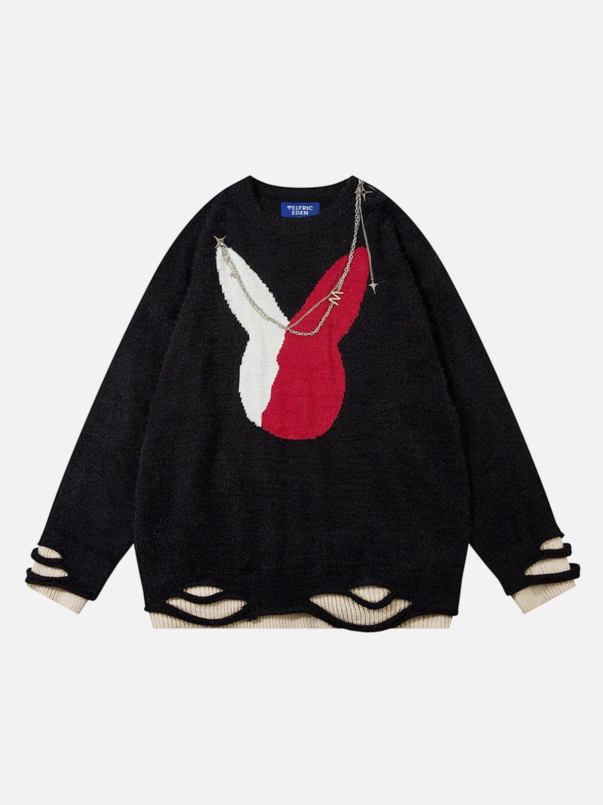 Aelfric Eden Rabbit Chain Distressed Sweater Product Image