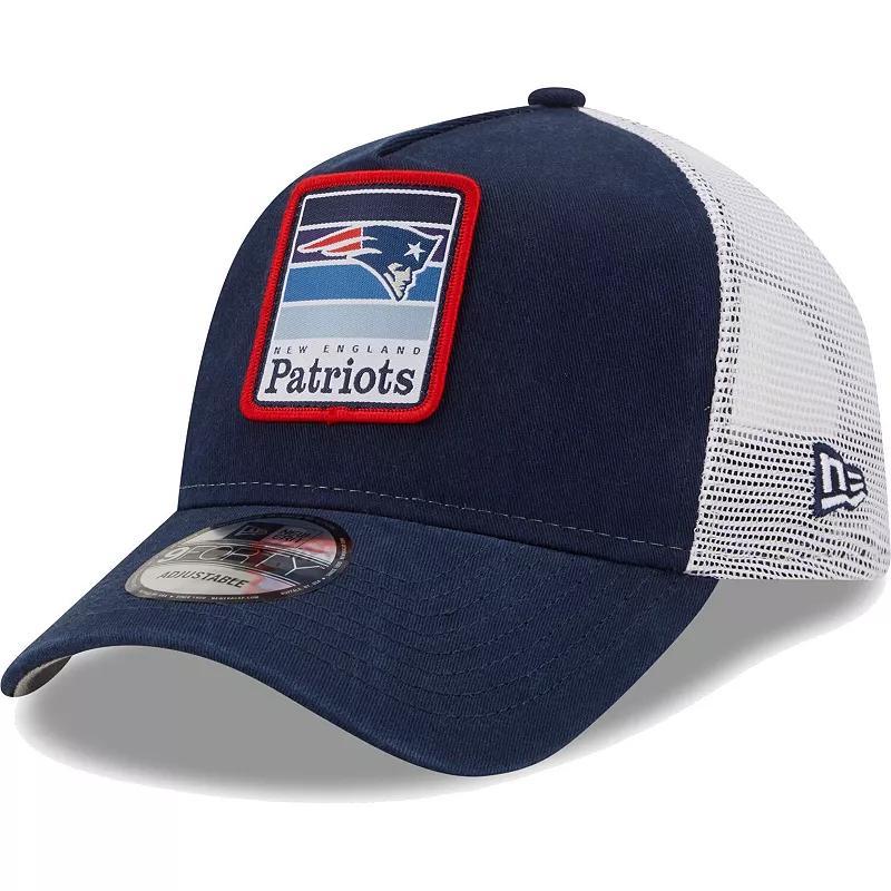 Mens New Era /White New England Patriots Gradient Trucker 9FORTY Snapback Hat, Blue Product Image