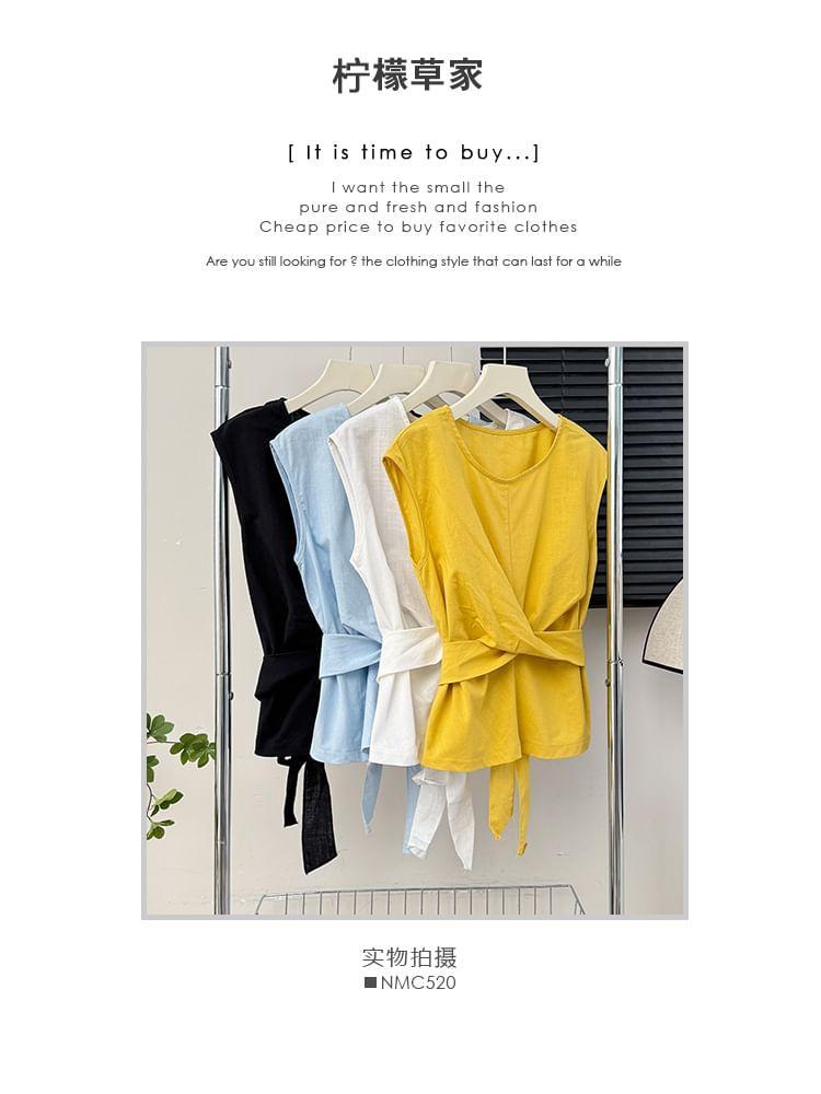 Details Cap-Sleeve Tie-Waist Loose Top Product Image