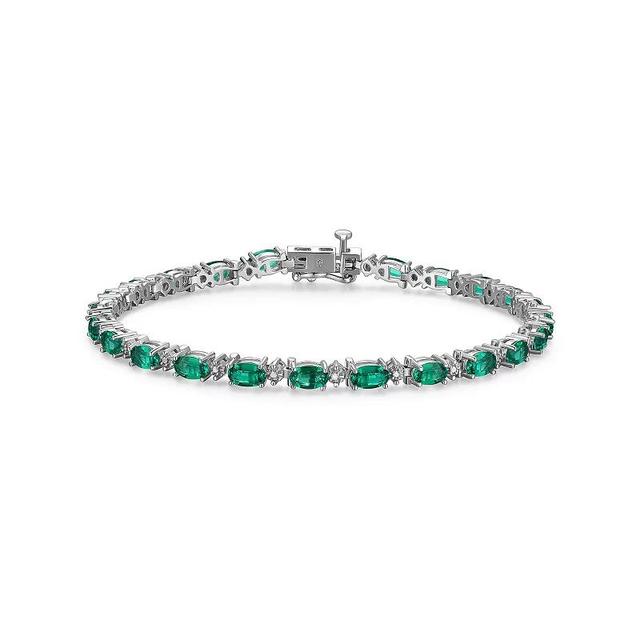 Sterling Silver Birthstone Diamond Accent Tennis Bracelet, Womens Synthetic Green May Product Image