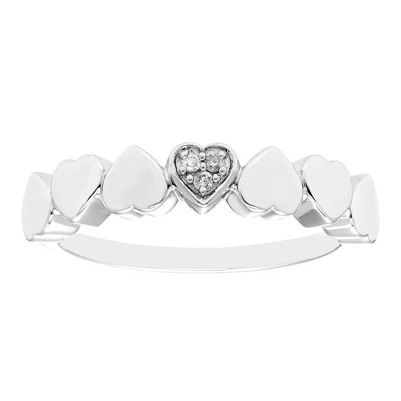 Boston Bay Diamonds Sterling Silver Diamond Accent Heart Stackable Ring, Womens White Product Image