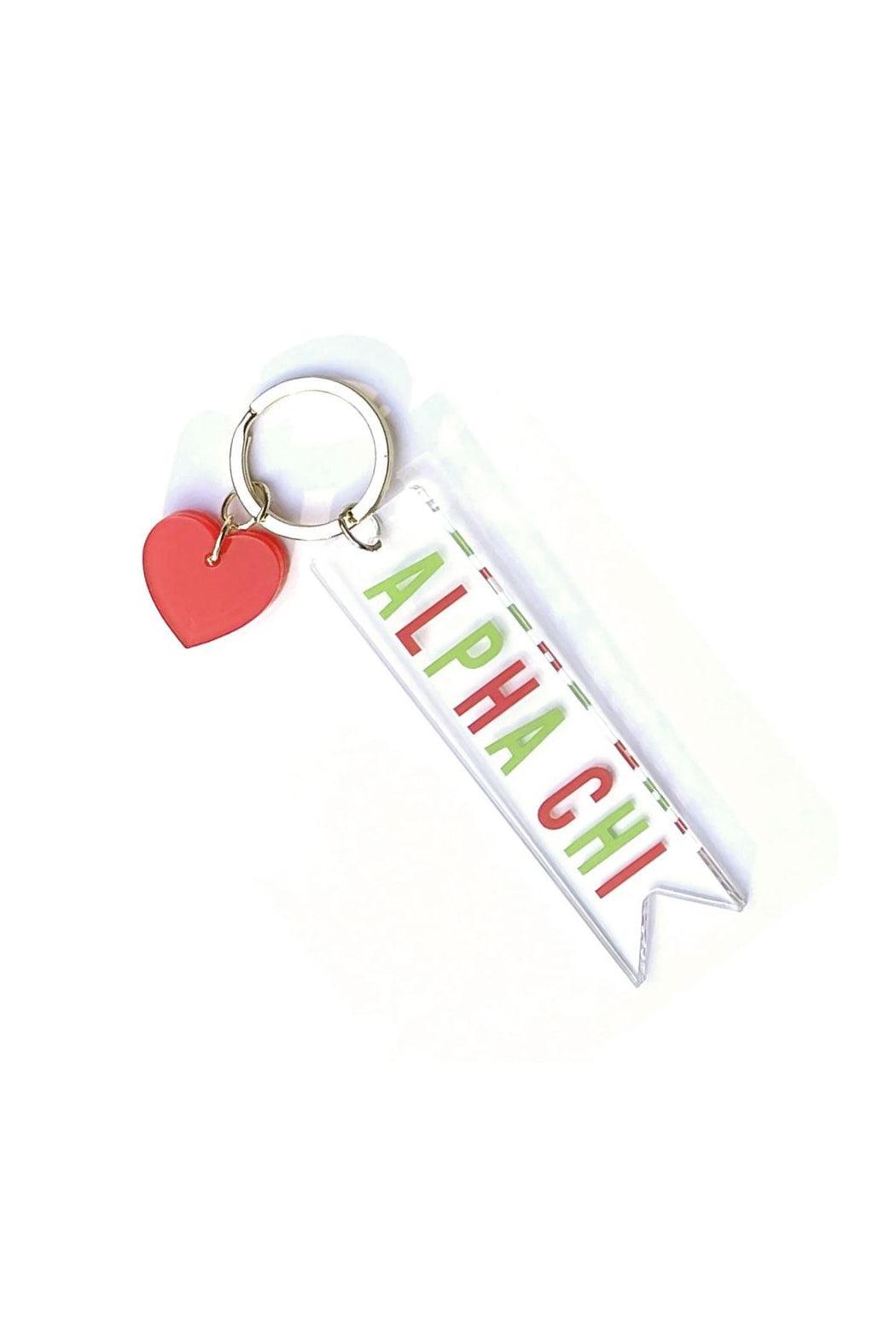 Sorority Acrylic Keychain with Heart Charm Female Product Image