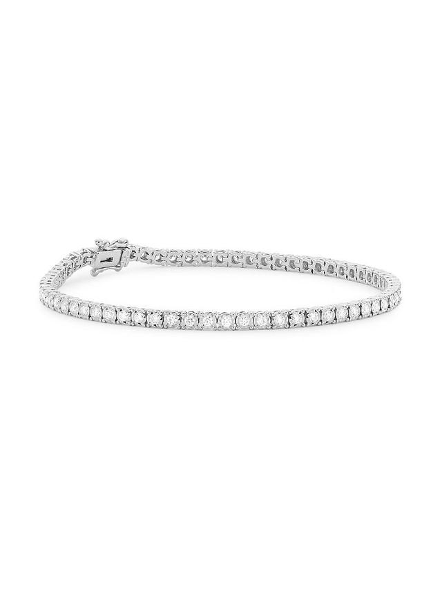 Womens 14K White Gold & 1 TCW Diamond Tennis Bracelet Product Image