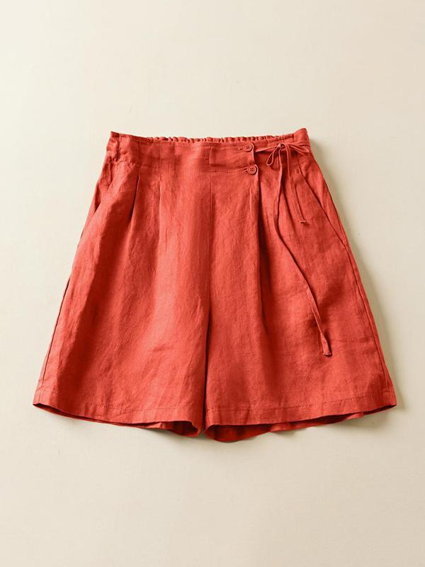 Loose Elasticity Solid Color Shorts Bottoms Product Image