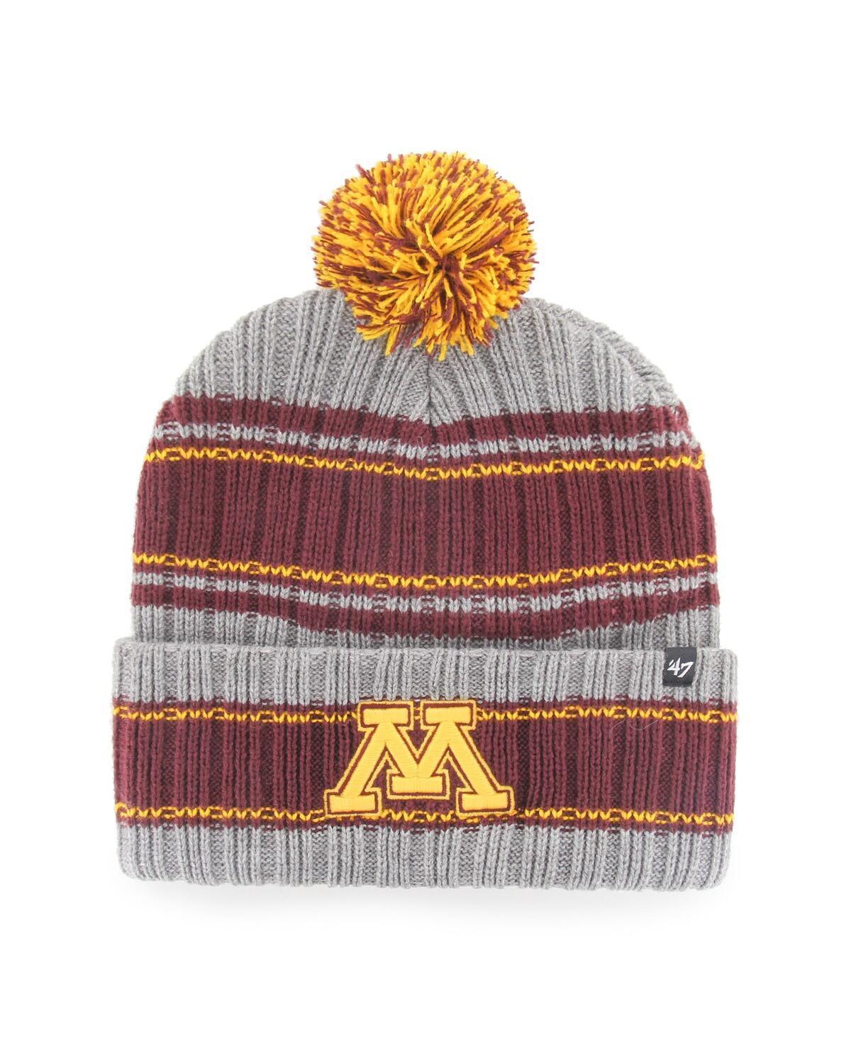 Mens 47 Brand Gray Minnesota Golden Gophers Rexford Cuffed Knit Hat with Pom Product Image