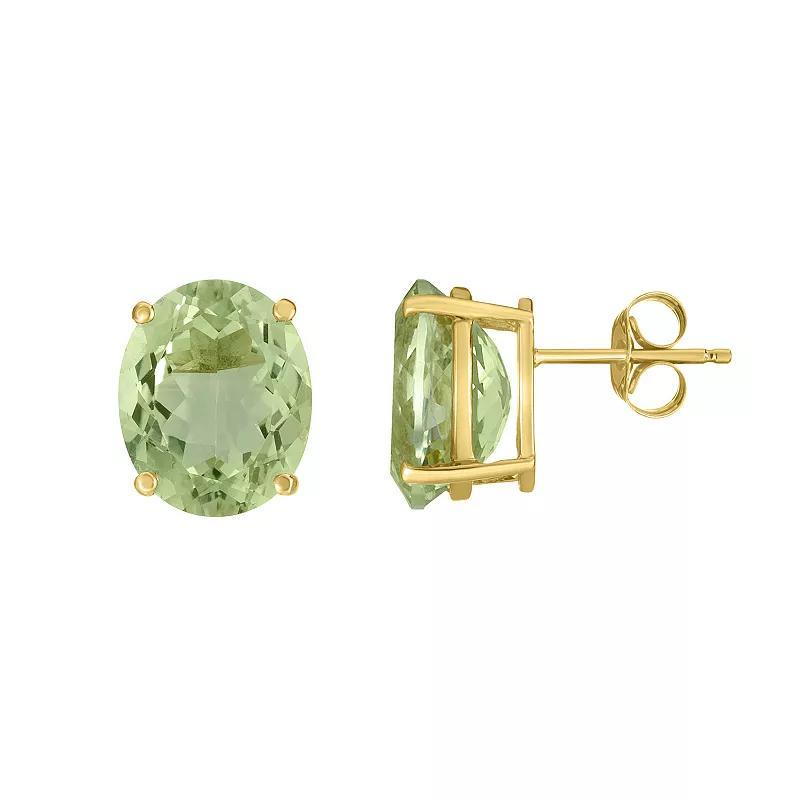 14k Gold Green Quartz Stud Earrings, Womens Product Image