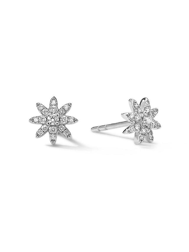 David Yurman 18K White Gold Starburst Diamond Stud Earrings Product Image