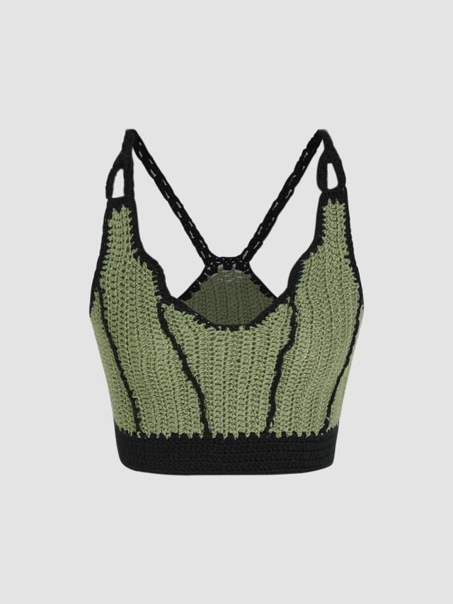 Contrasting Crochet Cami Crop Top Product Image