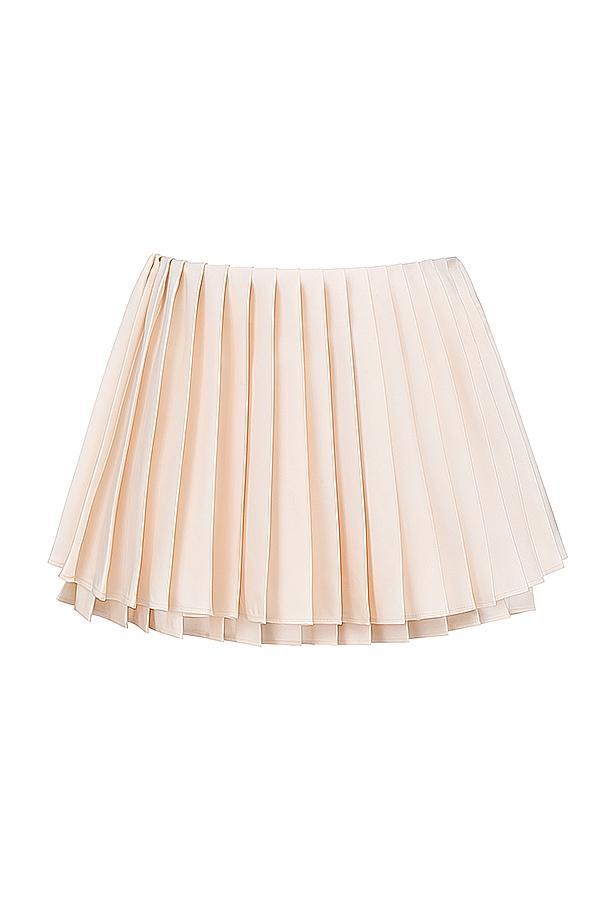 Emira Ivory Pleated Mini Skirt Product Image