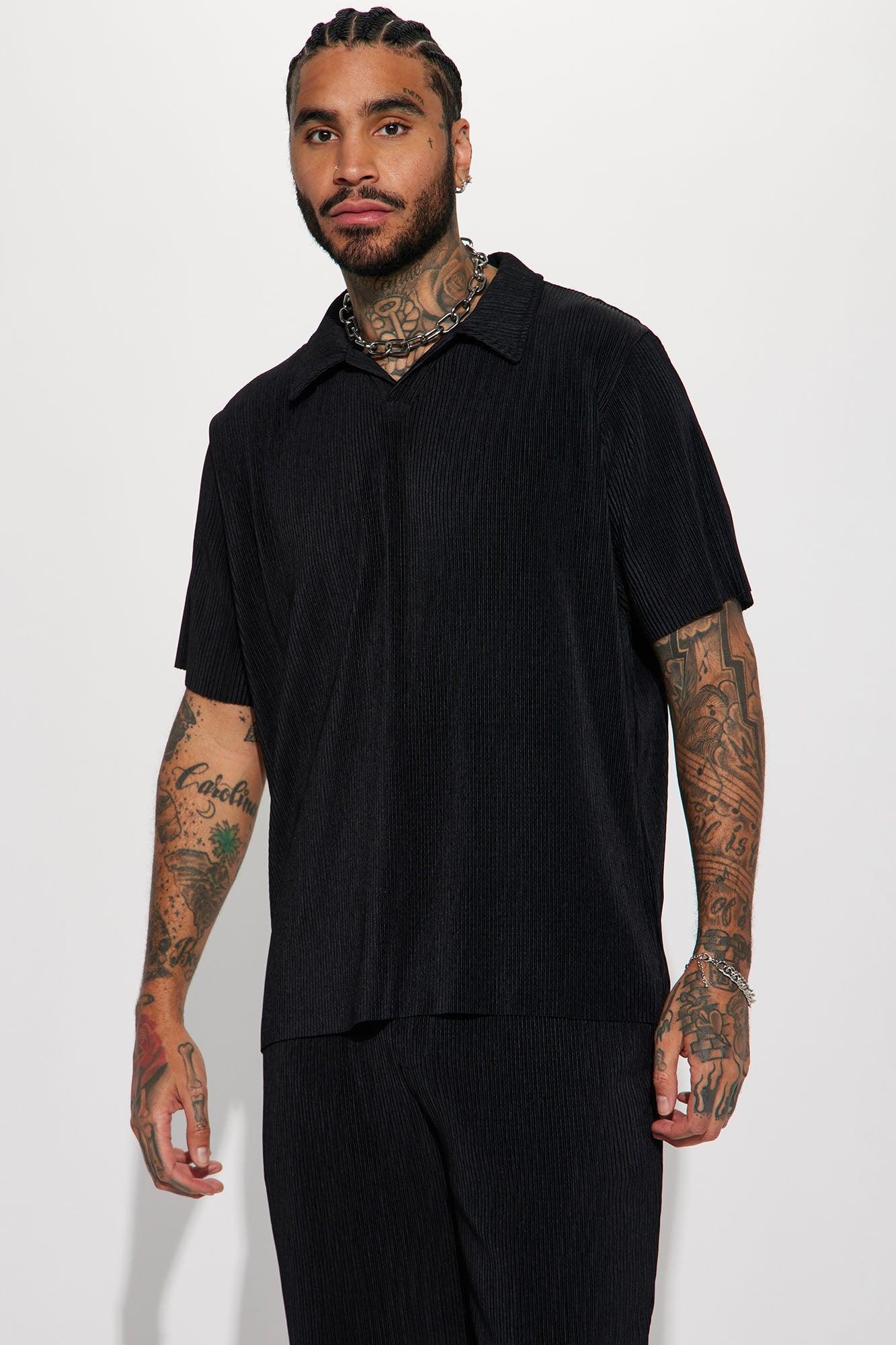 Override Textured Short Sleeve Polo - Black product image