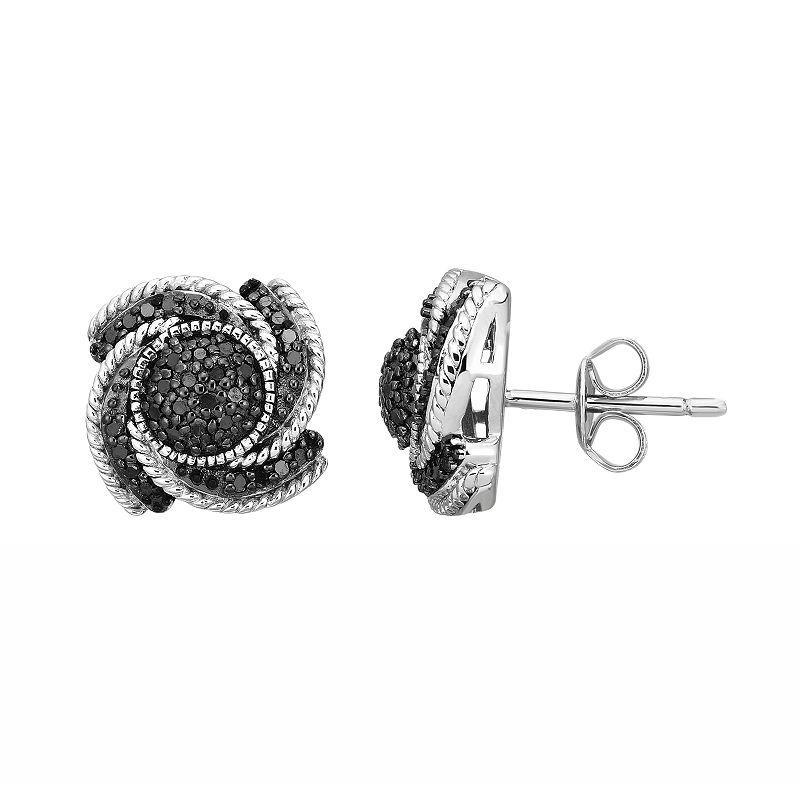 Sterling Silver 1/4 Carat T.W. Black Diamond Tornado Stud Earrings, Womens Product Image