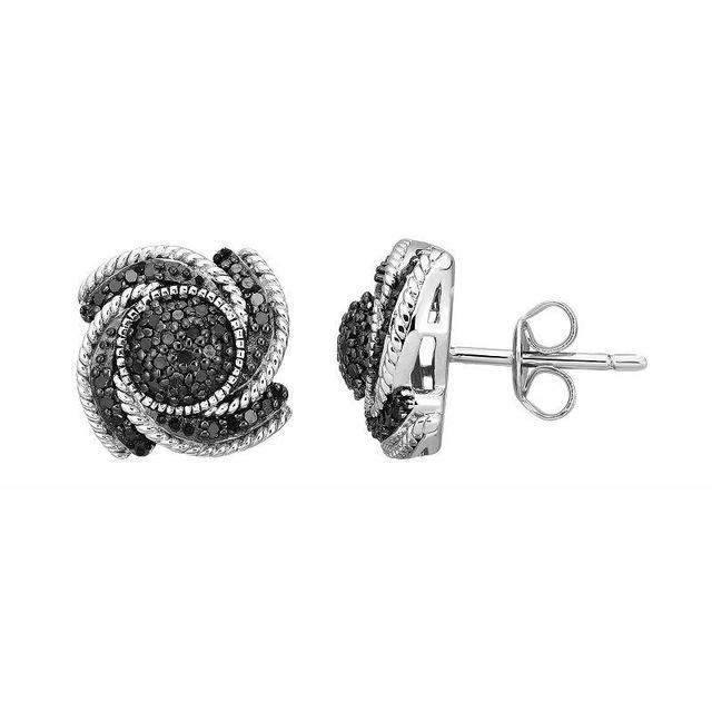 Sterling Silver 1/4 Carat T.W. Black Diamond Tornado Stud Earrings, Womens Product Image