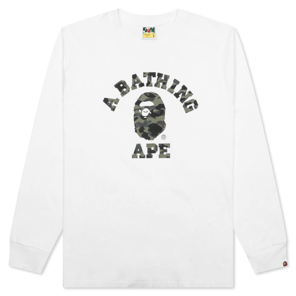 1st Camo College Long Sleeve Tee - White/Green Male Product Image