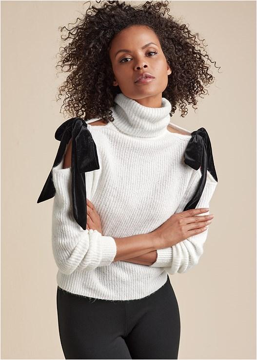 Cold Shoulder Bow Sweater Product Image