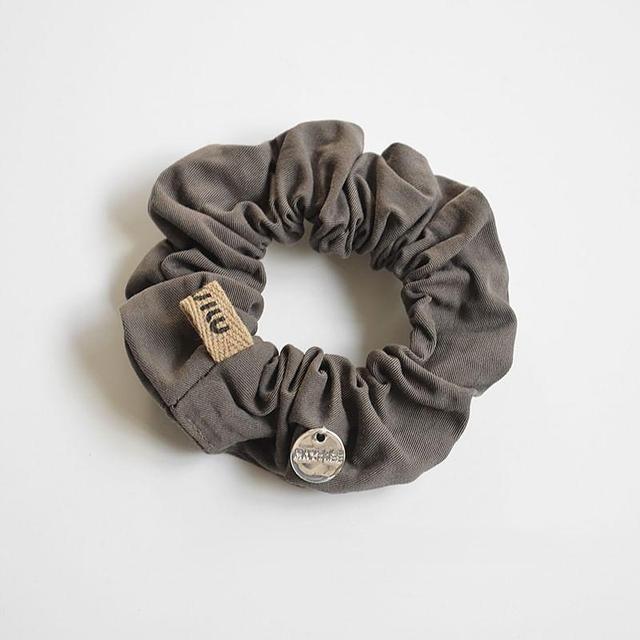 Lettering Applique Denim Scrunchie Product Image