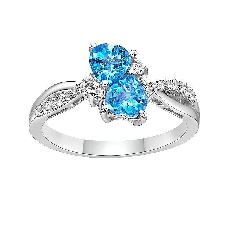 Gemminded Sterling Silver Blue Topaz & Lab-Created White Sapphire Ring, Womens Product Image