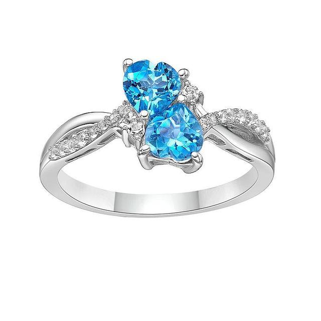 Gemminded Sterling Silver Blue Topaz & Lab-Created White Sapphire Ring, Womens Product Image