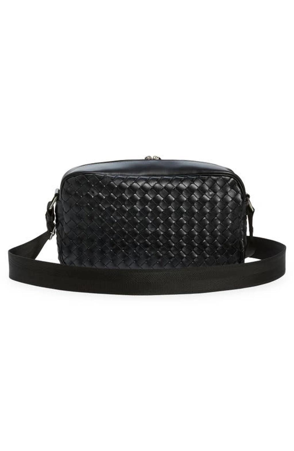 BOTTEGA VENETA Large Classic Intrecciato Leather Camera Bag In Black Silver Product Image