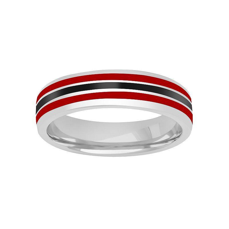 AXL Sterling Silver Ceramic Striped Mens Ring Blue Green Product Image