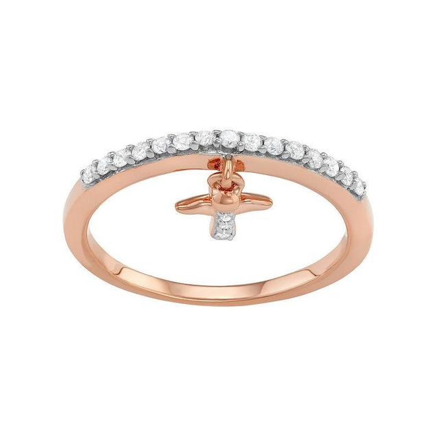 Jewelexcess Sterling Silver 1/5 Carat T.W. Diamond Angel Charm Ring, Womens Rose Gold Tone Product Image