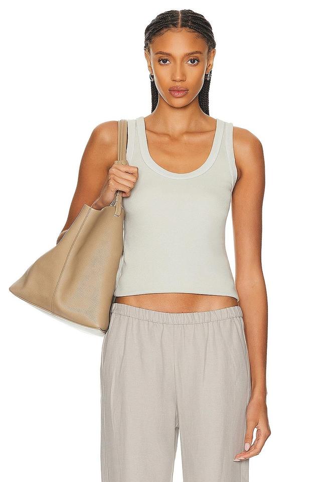 Enza Costa Supima Rib Scoop Tank Top Grey. (also in ). Product Image