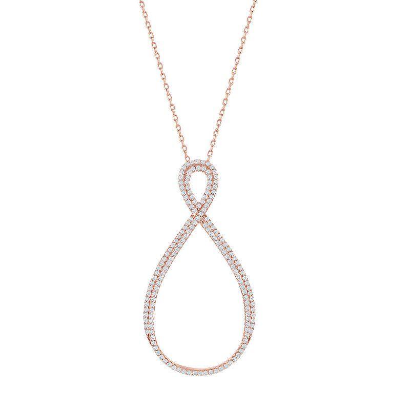 Sterling Silver Cubic Zirconia Infinity Necklace, Womens Product Image