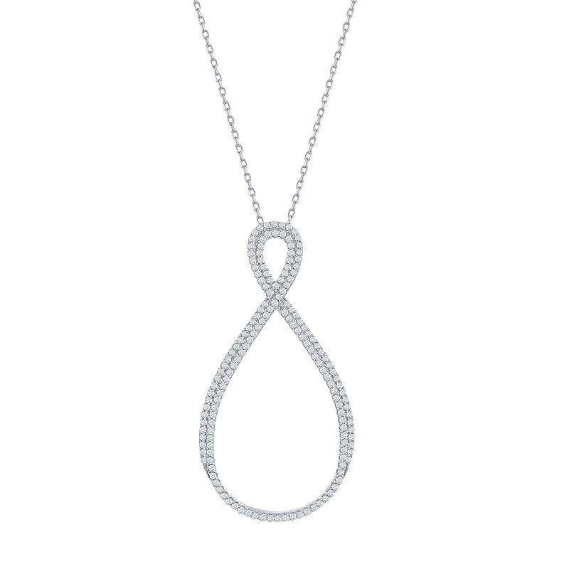 Sterling Silver Cubic Zirconia Infinity Necklace, Womens Product Image